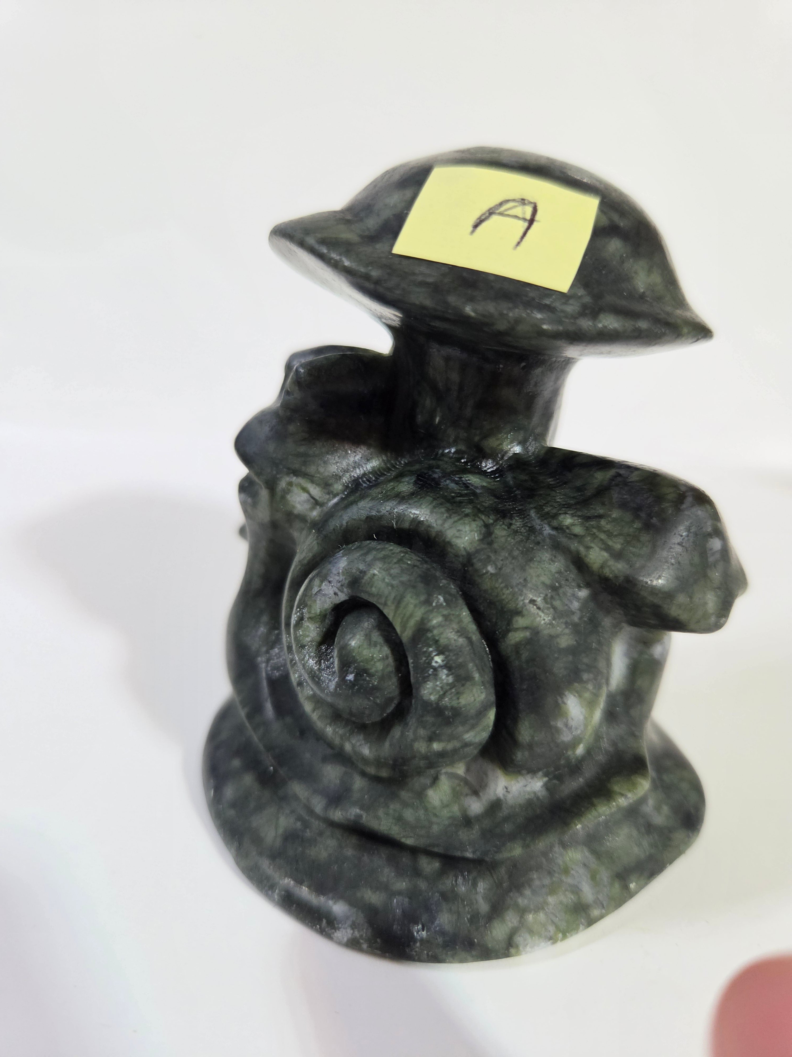 Green Jade Snail and Mushroom Carving A
