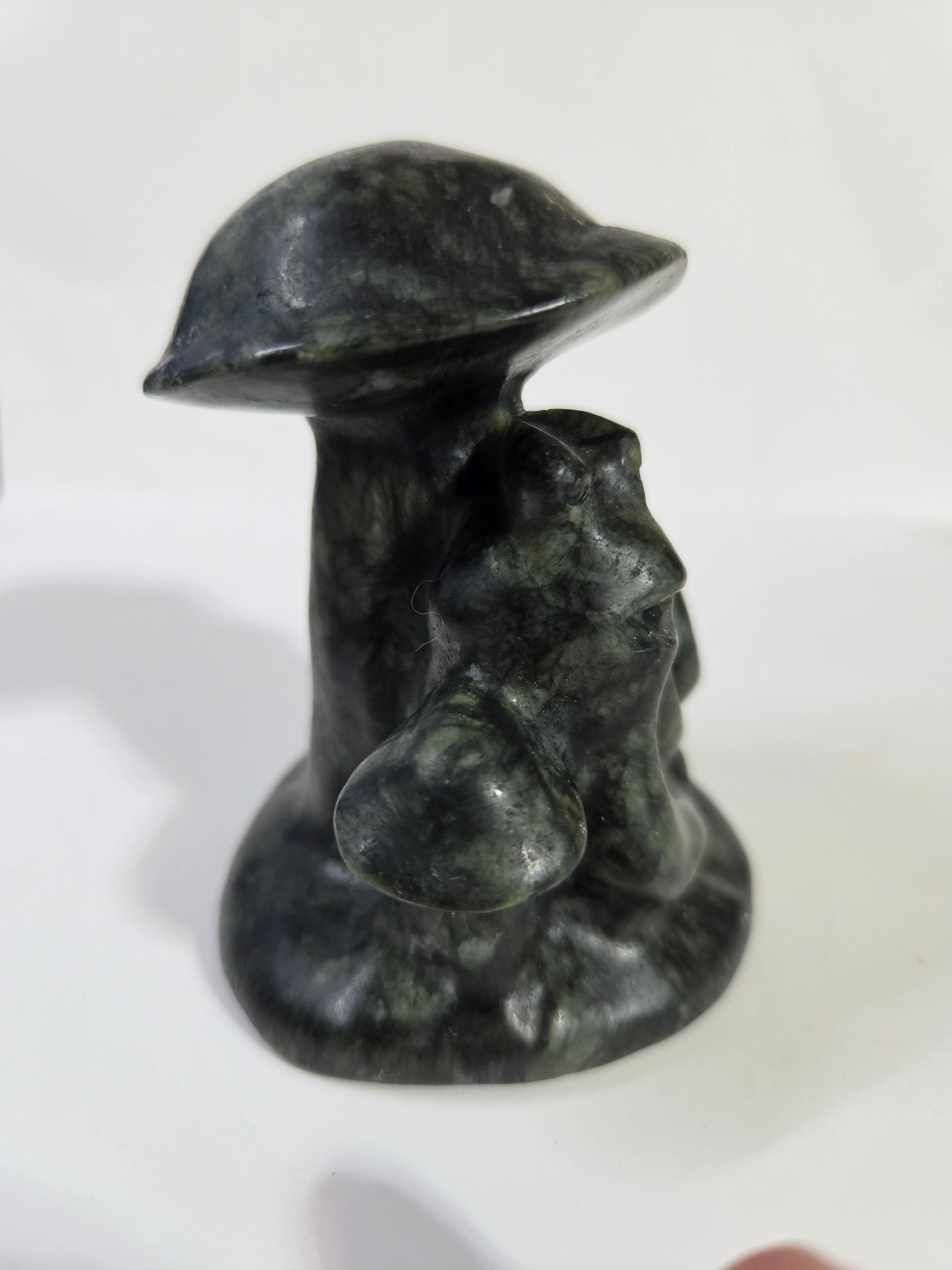Green Jade Snail and Mushroom Carving A