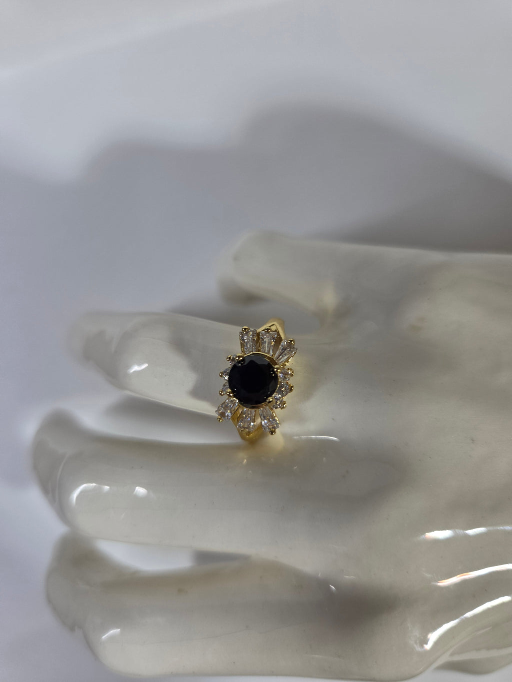 Dark Garnet Halo Ring – Specimen 1 | Size 7 | Gold-Tone Costume Jewelry