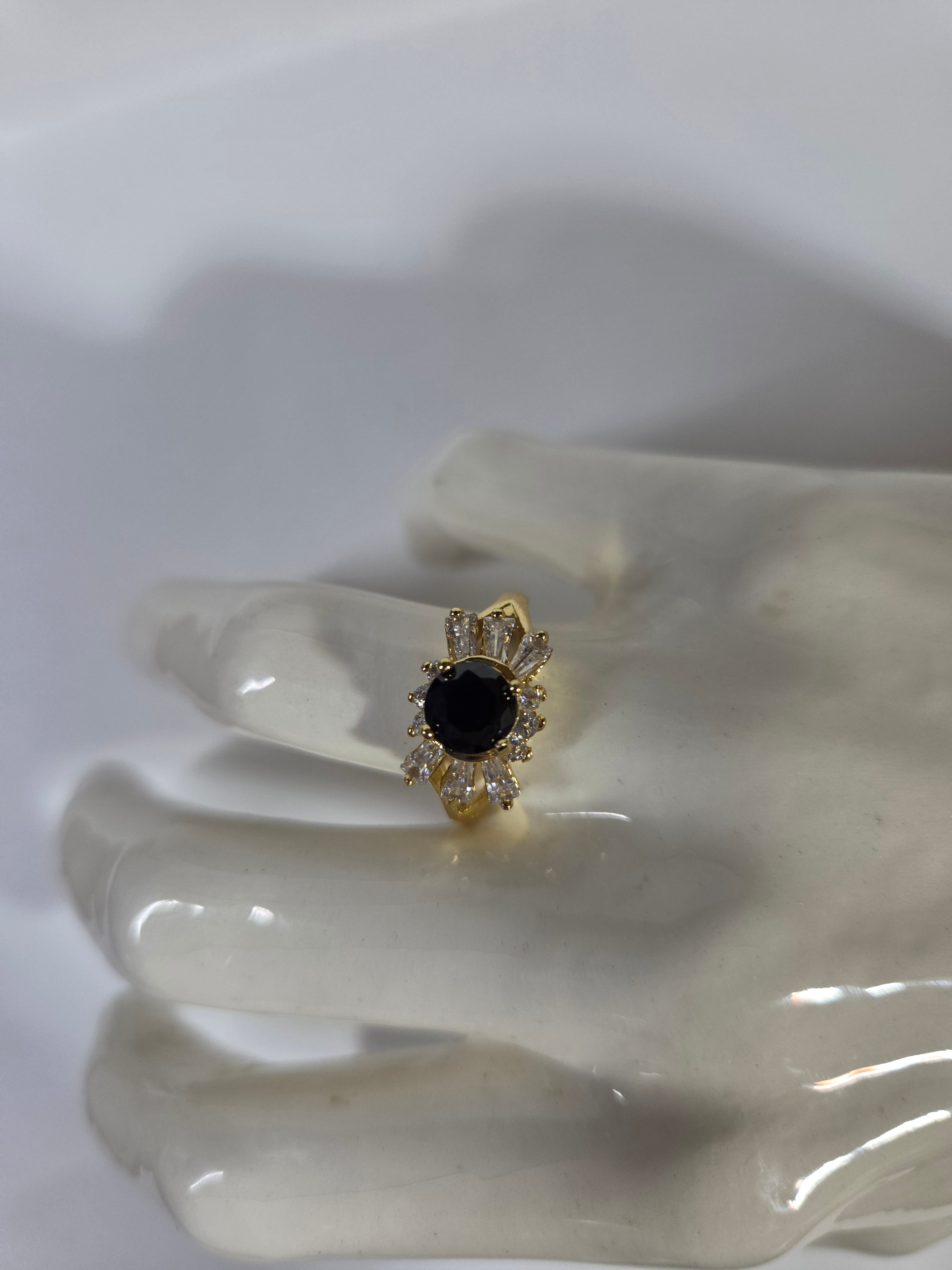 Dark Garnet Halo Ring – Specimen 1 | Size 7 | Gold-Tone Costume Jewelry
