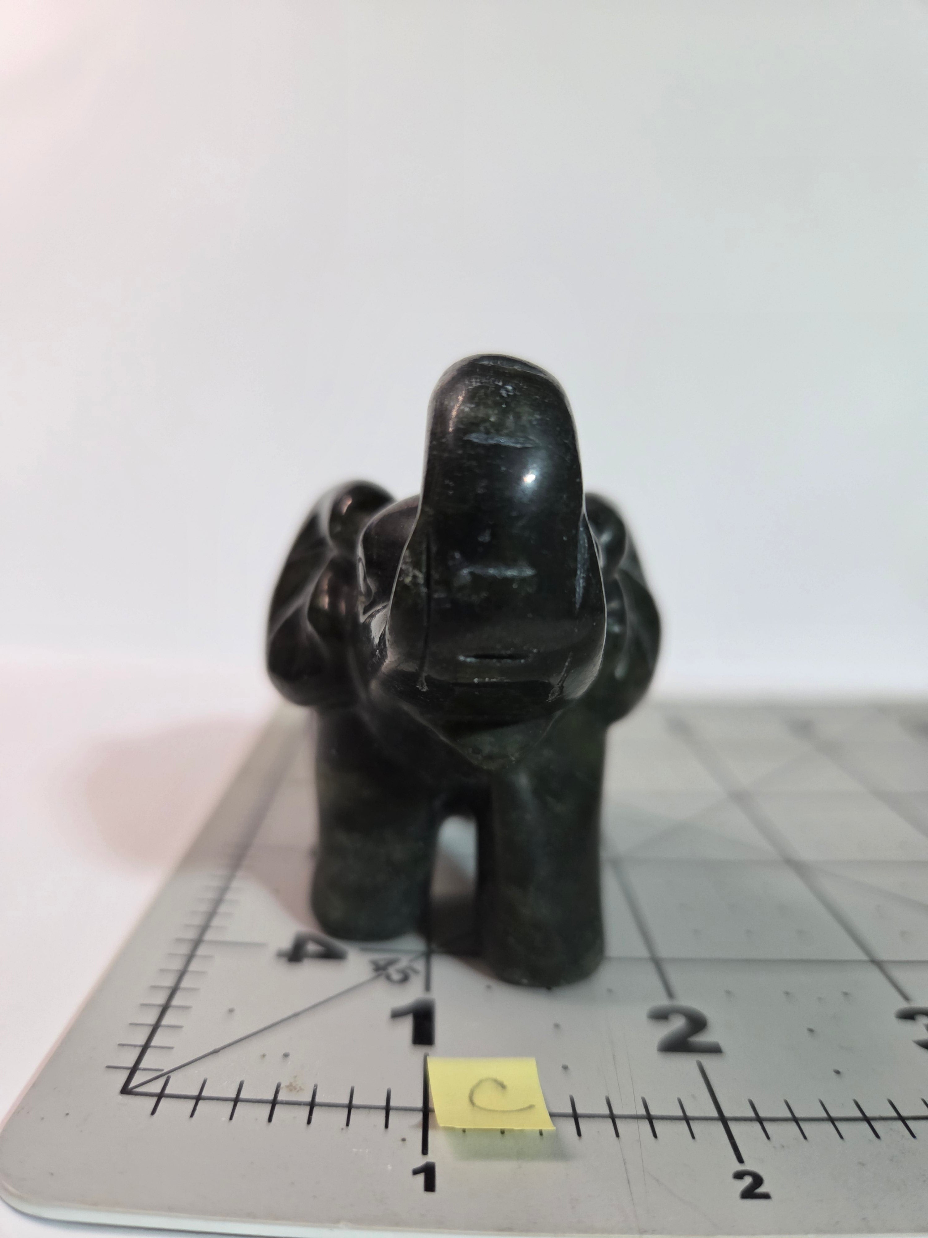 Green Jade Elephant Carving - Specimen C